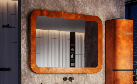 Rounded mirror with a stone frame L293