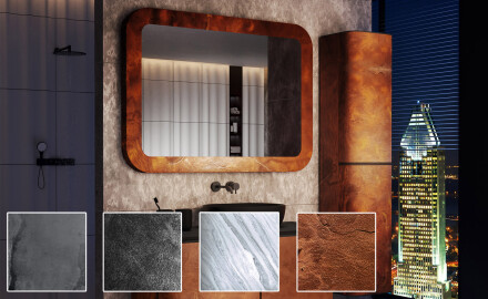 Rounded mirror with a stone frame L293