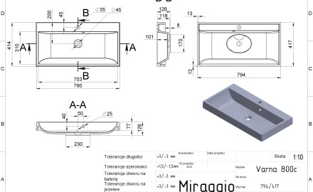 VARNA 800 MATT Sink