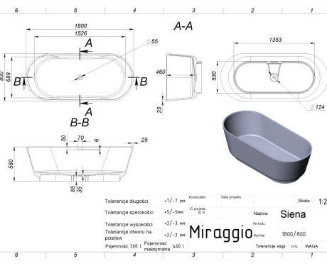 SIENA MATT Bathtub