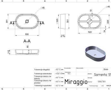 SORRENTO MIRASOFT Sink