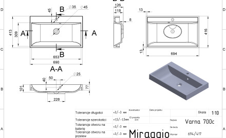 VARNA 700 MIRASOFT Sink