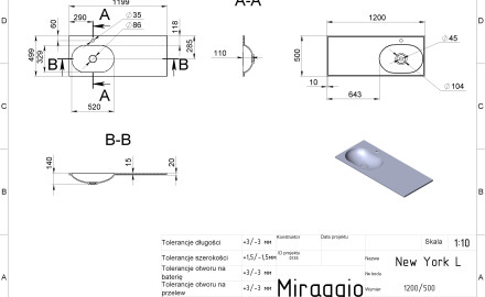 NEW YORK 1200 L MIRASOFT Sink