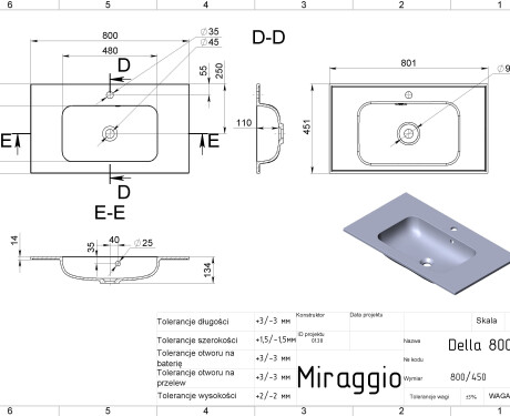 DELLA 800 MIRASOFT Sink