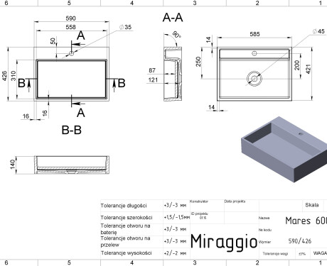 MARES 600 MIRASOFT Sink