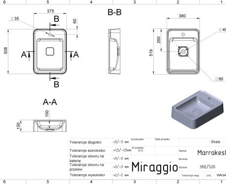 MARRAKESH 380 MIRASOFT Sink