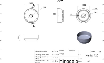 MARTA 420 MIRASOFT Sink