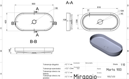 MARTA 900 MIRASOFT Sink