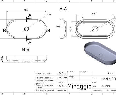 MARTA 900 MIRASOFT Sink
