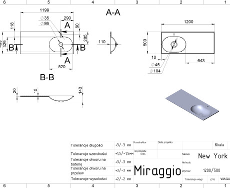 NEW YORK 1200 R MIRASOFT Sink
