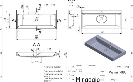 VARNA 900 MIRASOFT Sink
