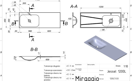 JESSEL 1200 L MIRASOFT Sink
