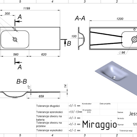 JESSEL 1200 L MIRASOFT Sink #1