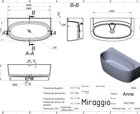 ANNA MIRASOFT Bathtub