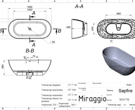 SAPFIRE MIRASOFT Bathtub