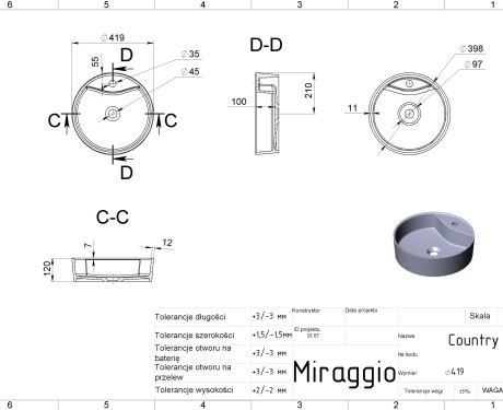COUNTRY MIRASOFT Sink