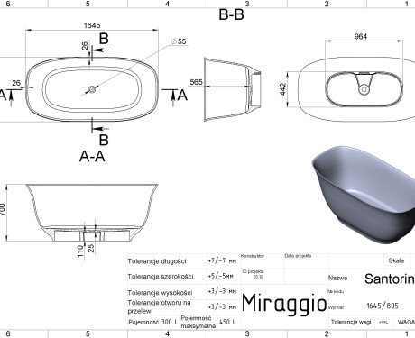 SANTORINI MIRASOFT Bathtub
