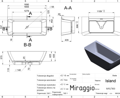 ISLAND MIRASOFT Bathtub