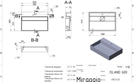 ISLAND 600 MIRASOFT Sink