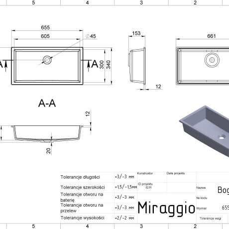 BOGOTA 605 MIRASOFT Sink #1