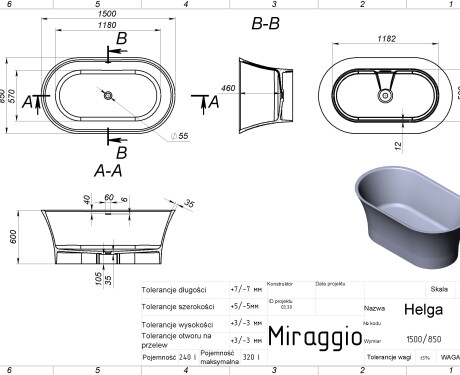 HELGA MATT Bathtub