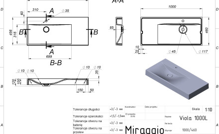 VIOLA 1000 L MIRASOFT Sink
