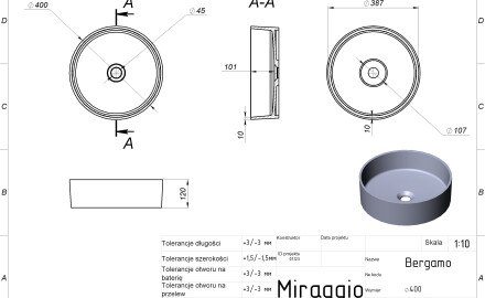 BERGAMO MIRASOFT Sink