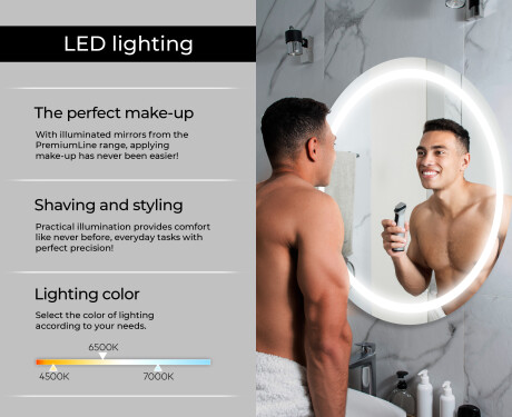 Illuminated Round LED Lighted Bathroom Mirror L33 #6