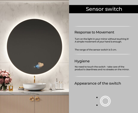 Round Backlit LED Bathroom Mirror L82 #5
