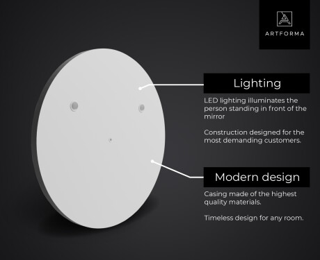 Illuminated Round LED Lighted Bathroom Mirror L97 #9