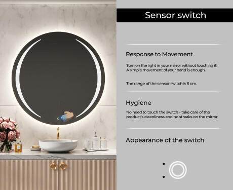 Illuminated Round LED Lighted Bathroom Mirror L99 #6