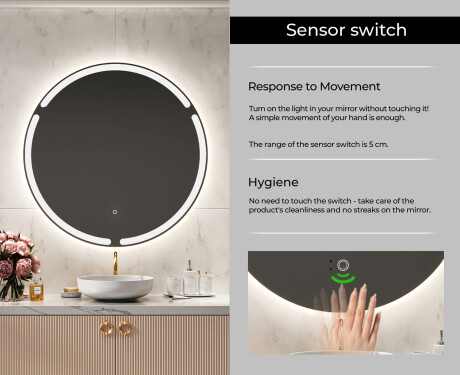 Illuminated Round LED Lighted Bathroom Mirror L119 #6