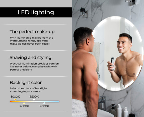 Illuminated Round LED Lighted Bathroom Mirror L121 #6
