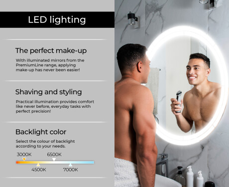 Illuminated Round LED Lighted Bathroom Mirror L122 #6