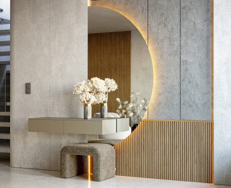 Half Circle Mirror LED lighted wall mirror A221 | right