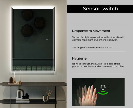 Long wall hallway mirror backlit LED L57 #6