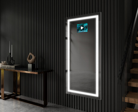 Long wall hallway framed mirror backlit LED L15