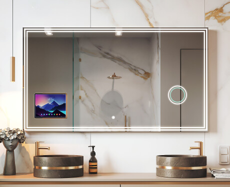 Rectangular Smart LED Apple Mirror with Displine L57 Frame