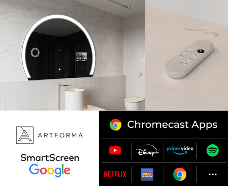 SMART Semi-Circular Bathroom Mirror LED W222 Google #2