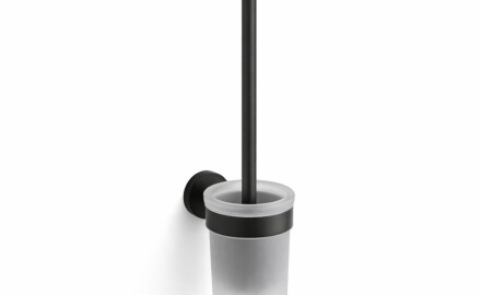 CLASSIC—Wall-mounted toilet brush / frosted glass holder / matte black