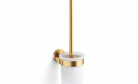 CLASSIC—Wall-mounted toilet brush / frosted glass holder / glossy gold