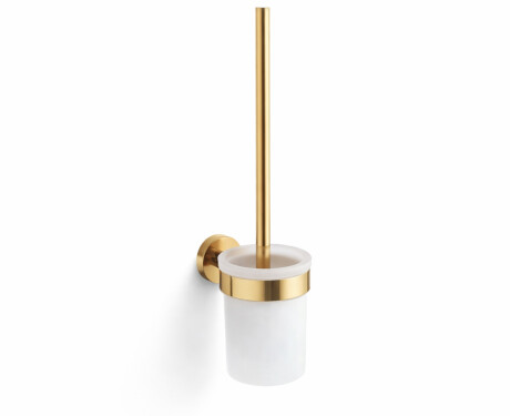 CLASSIC—Wall-mounted toilet brush / frosted glass holder / glossy gold