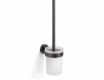 CLASSIC—Wall-mounted toilet brush / frosted glass holder / brushed graphite