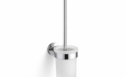 CLASSIC—Wall-mounted toilet brush / frosted glass holder / chrome