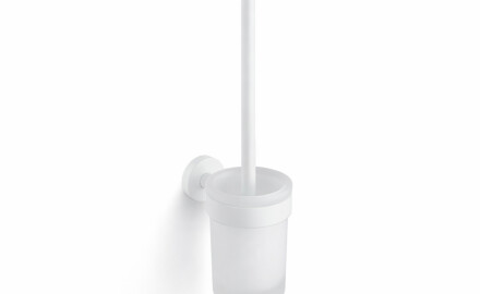 CLASSIC—Wall-mounted toilet brush / frosted glass holder / matte white