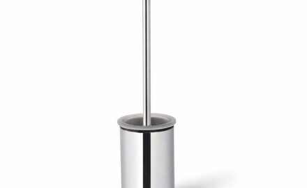 CLASSIC—Low, freestanding toilet brush / metal holder, glass brush head / chrome