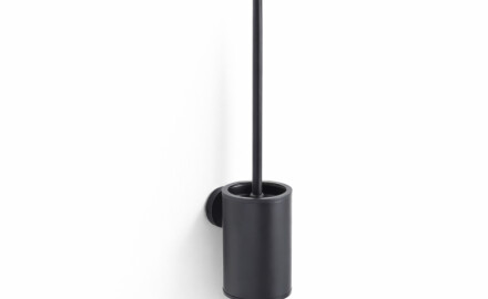 CLASSIC—Low-profile wall-mounted toilet brush / metal container, plastic brush head / matte black