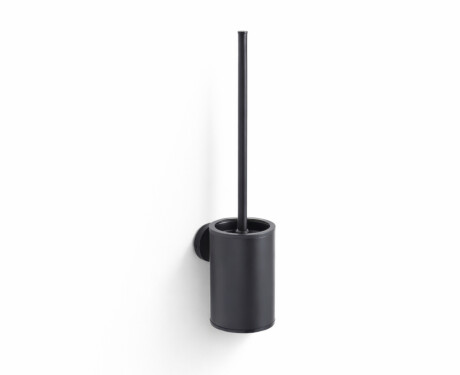 CLASSIC—Low-profile wall-mounted toilet brush / metal container, plastic brush head / matte black