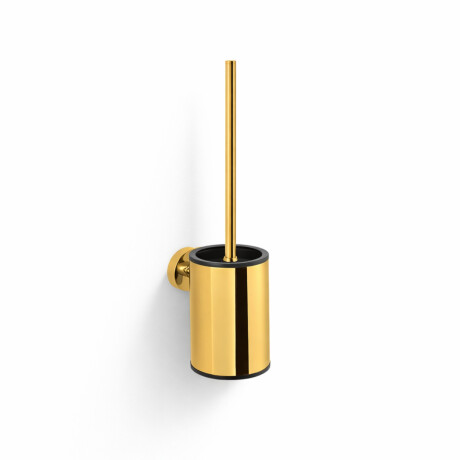 CLASSIC—Low-profile wall-mounted toilet brush / metal holder, plastic brush head / glossy gold #1