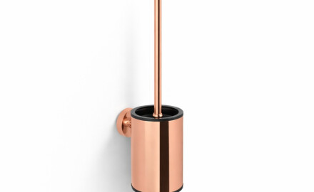 CLASSIC—Low-profile wall-mounted toilet brush / metal holder, plastic brush head / rose gold gloss